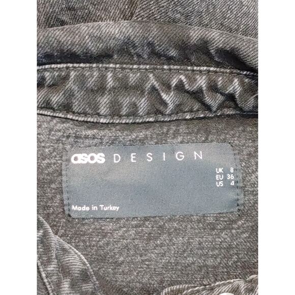 ASOS Design Puff Sleeve Long Sleeve Denim Shirt Dress Mini Button Up US 4 - Picture 3 of 6